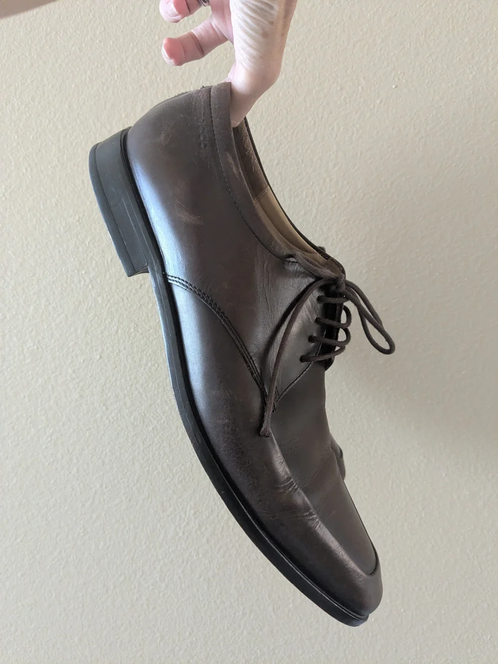 ECCO Men’s Classic Brown Leather Lace-Up Dress Shoes, 44